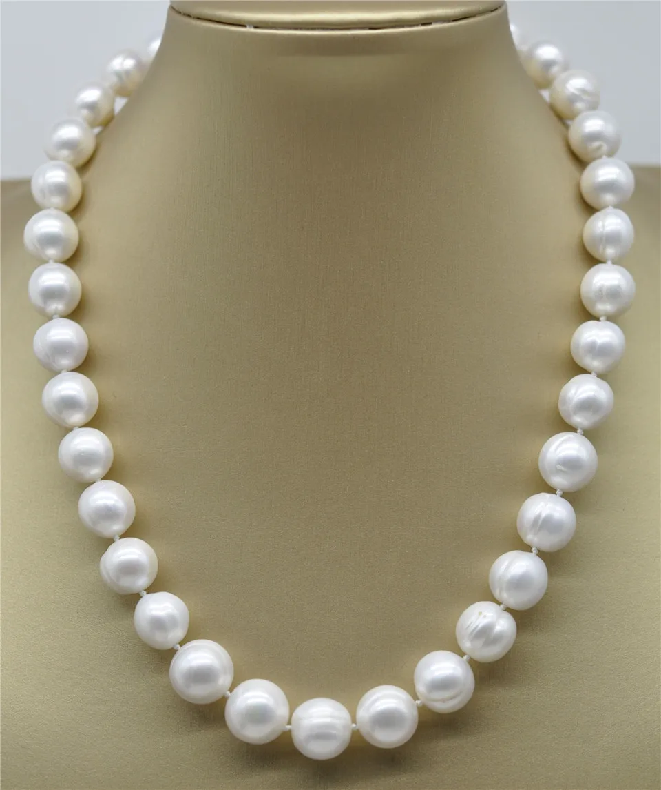 

HABITOO 18“ Huge Natural 12-13mm South Sea White Baroque Pearl Necklace 14K CLASP Jewelry Chains Necklace for Woman Choker Chain