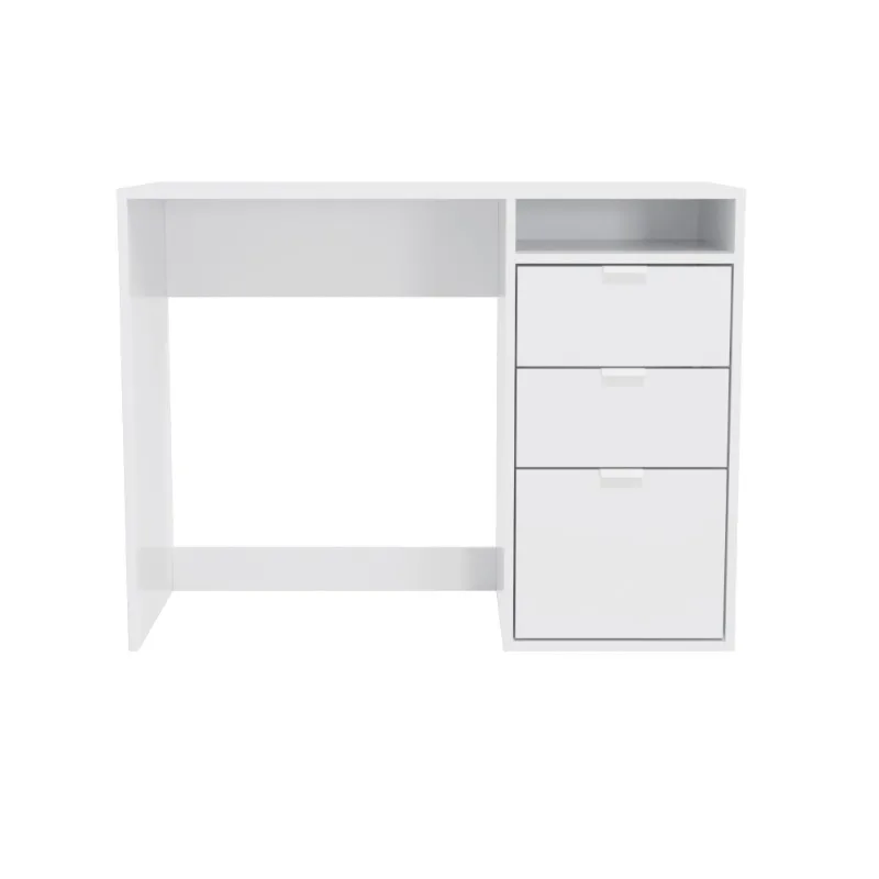 

Fresno 3 Drawer Computer Desk - with Storage Niche in White Finish, for Bedroom/Home Office - 29.9 in. H x 39.4 in. W x
