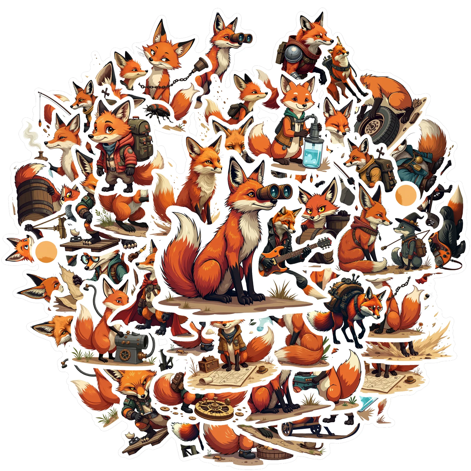 

Многоцветные виниловые наклейки с лисой