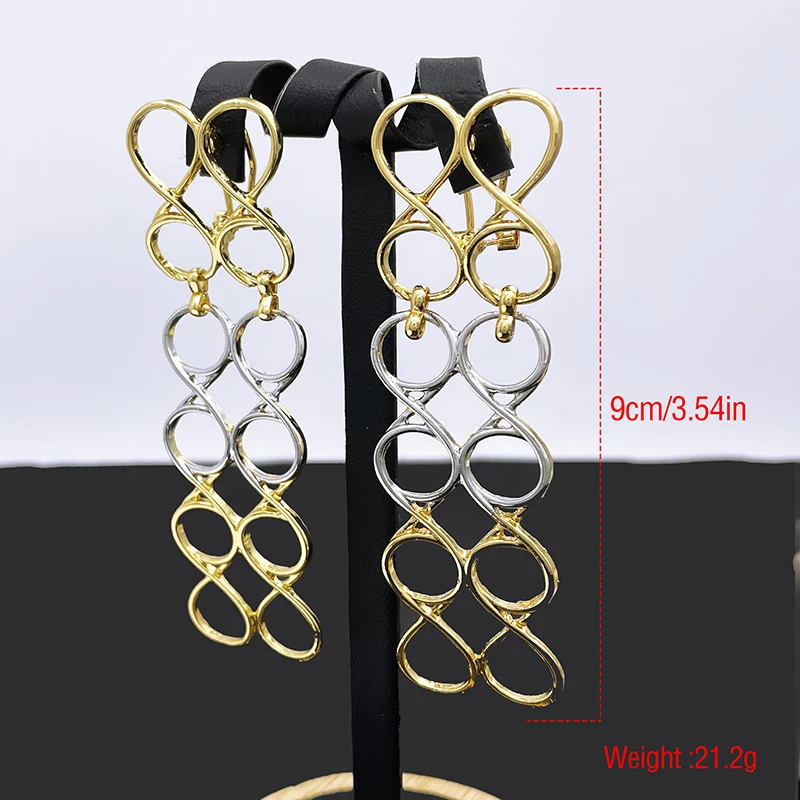 Женские серьги с покрытием из 18-каратного золота золотистые большого размера