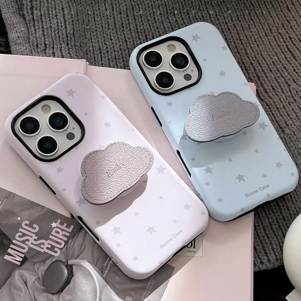Простой и премиальный чехол для телефона с держателем Star Cloud, подходит для iPhone 16 Pro Max 15 14 13 12 11, чехол для телефона, устойчивый к царапинам и (art.: 3920d2edb9bb9) - 3920d2edb9bb9