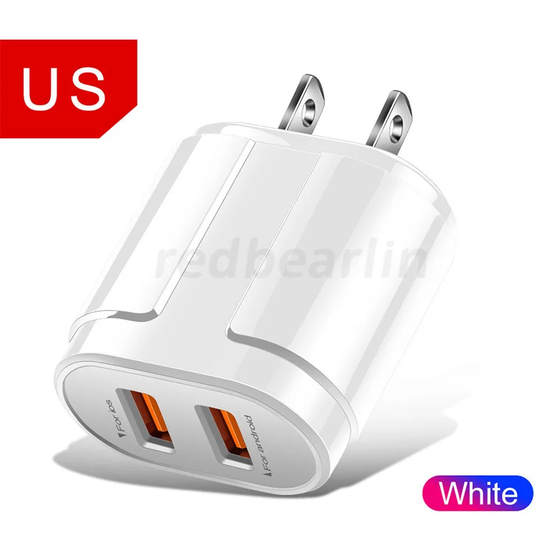 10Pcs 5V 2.4A Dual Usb Ports Eu US AC Home Travel Wall Charger Adapters For Iphone 12 13 Samsung S20 htc lg Usb charger