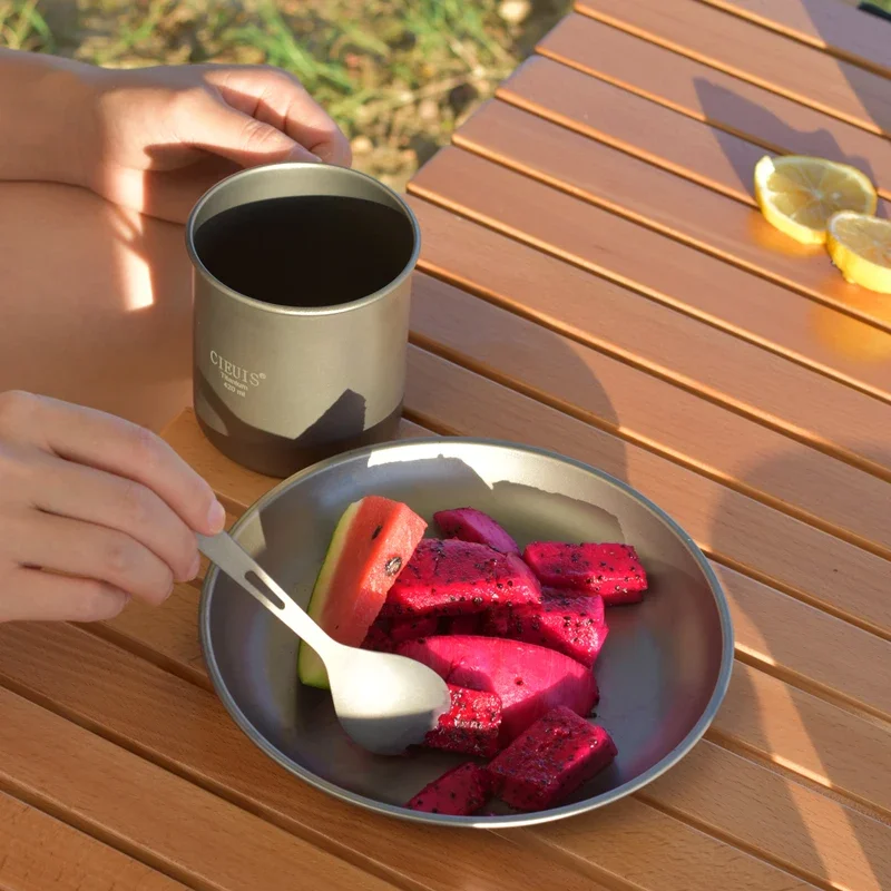 Cieuis титановые столовые приборы многоразовая ложка набор споров легкая столовая