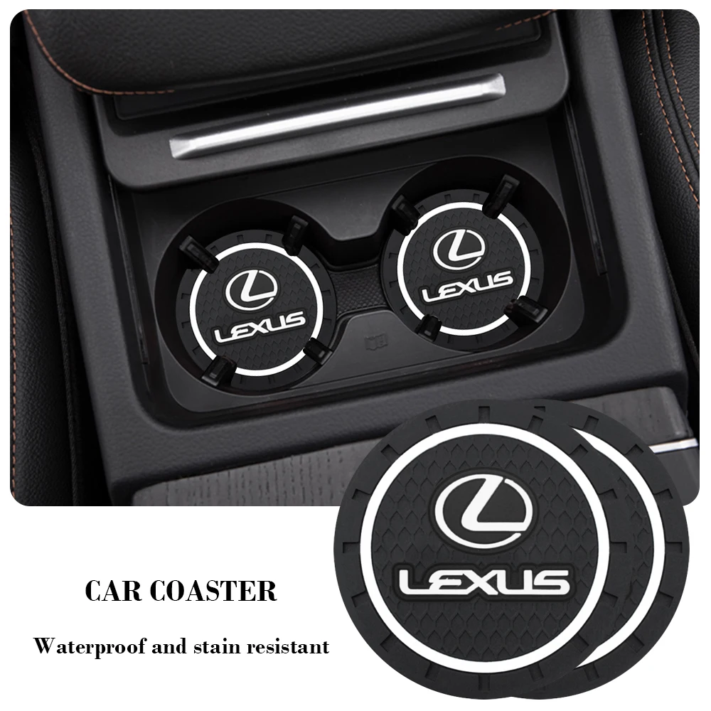 

2pcs Non-slip Car Coaster Water Cup Pad Rubber Mat Bottle Holder Auto Interior Anti-skid For LEXUS RX300 RX330 RX350 IS250 is200