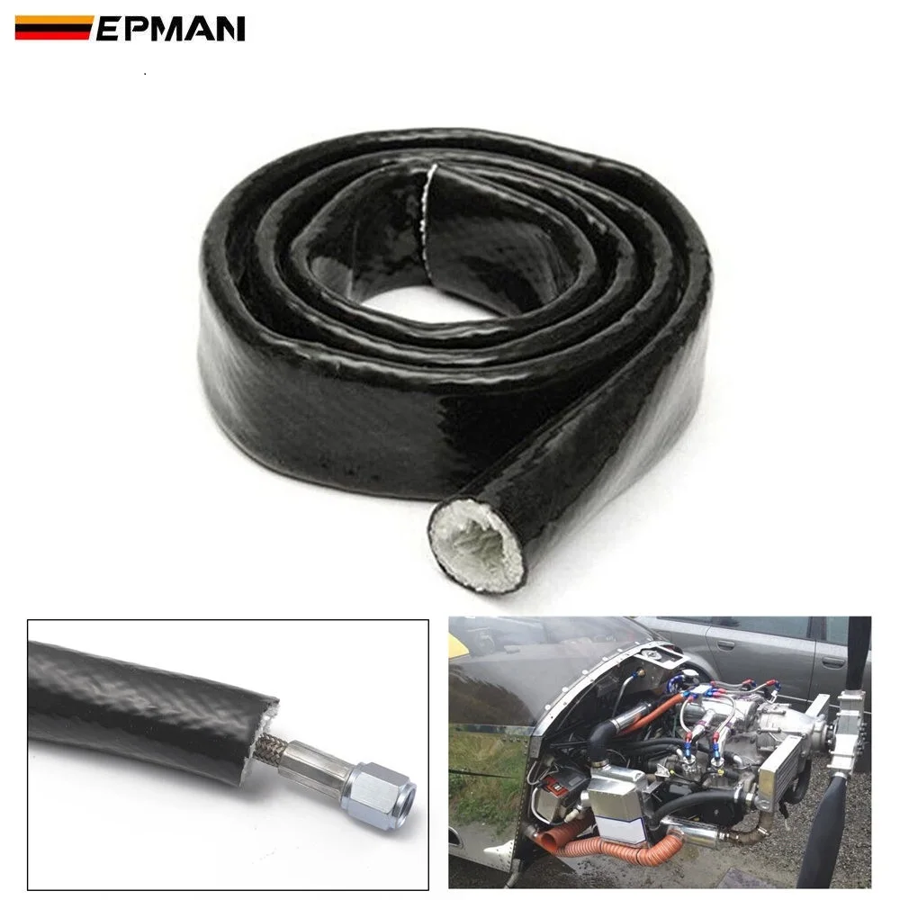 

EPMAN 3Ft Fire Sleeve Braid Flame Heat Shield 30mm ID Fit for 18AN Oil Fuel Line Black Heat Shielded Fire Sleeve EP-FHGAN18