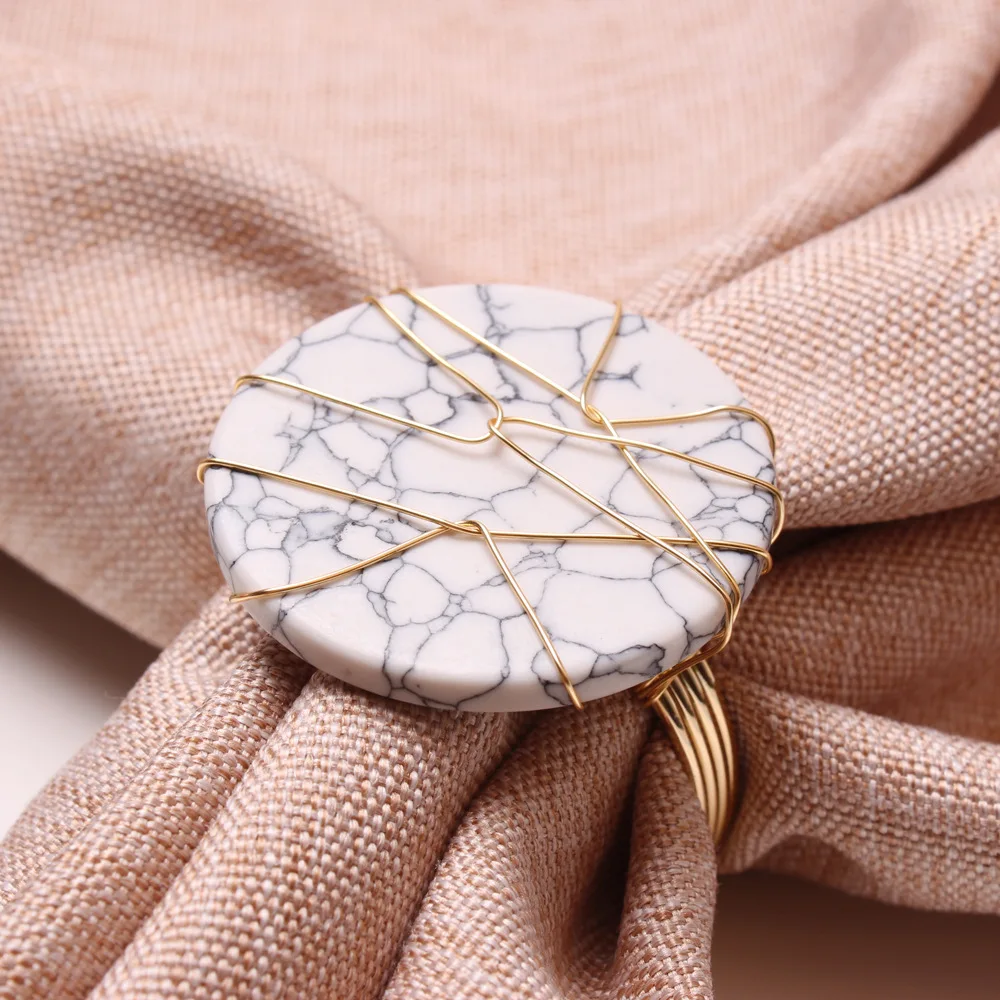 

Высококачественное бирюзовое кольцо для салфеток ручной работы, салфетка для салфеток 6 шт., Пряжка из натуральной Агатовой проволоки ручной работы, медное кольцо