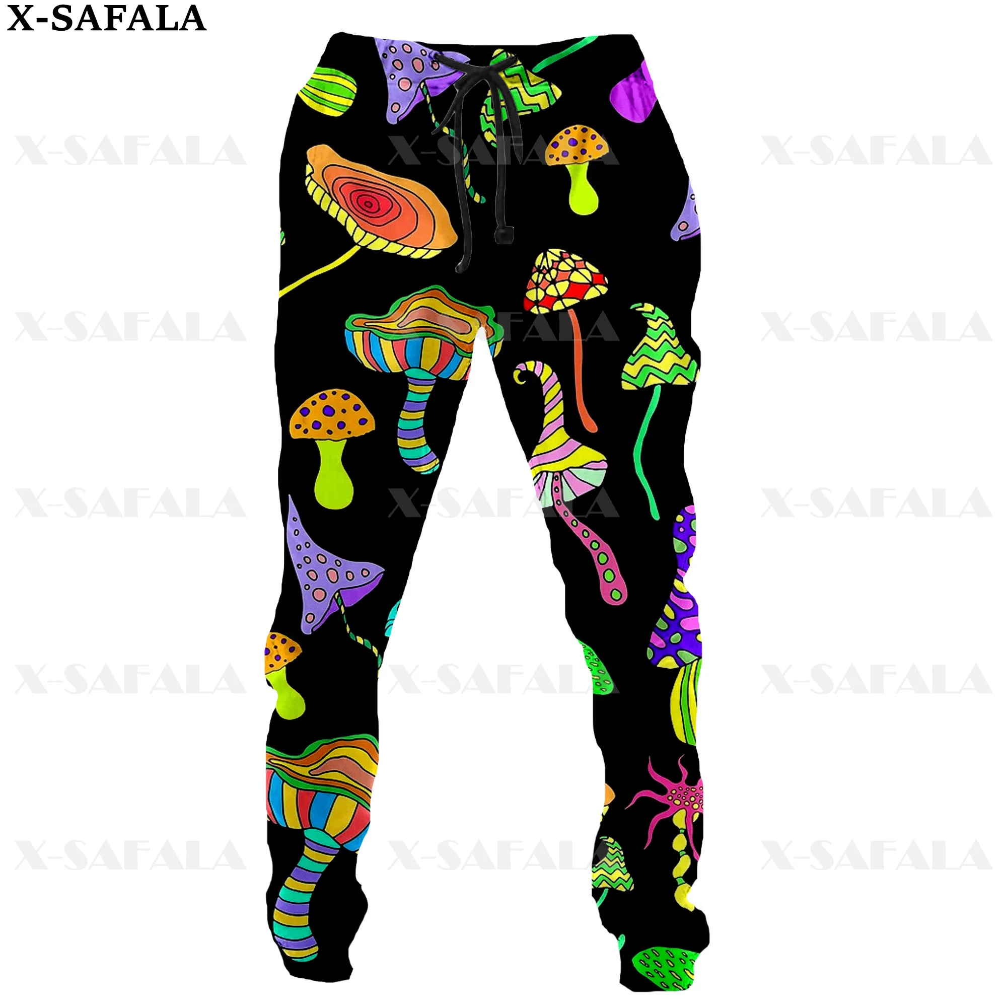 Mushroom Hippie Psychedelic Colorful Trippy Print Trousers Men Sweatpants Casual Long Joggers Streetwear Autumn Sports Pants-5