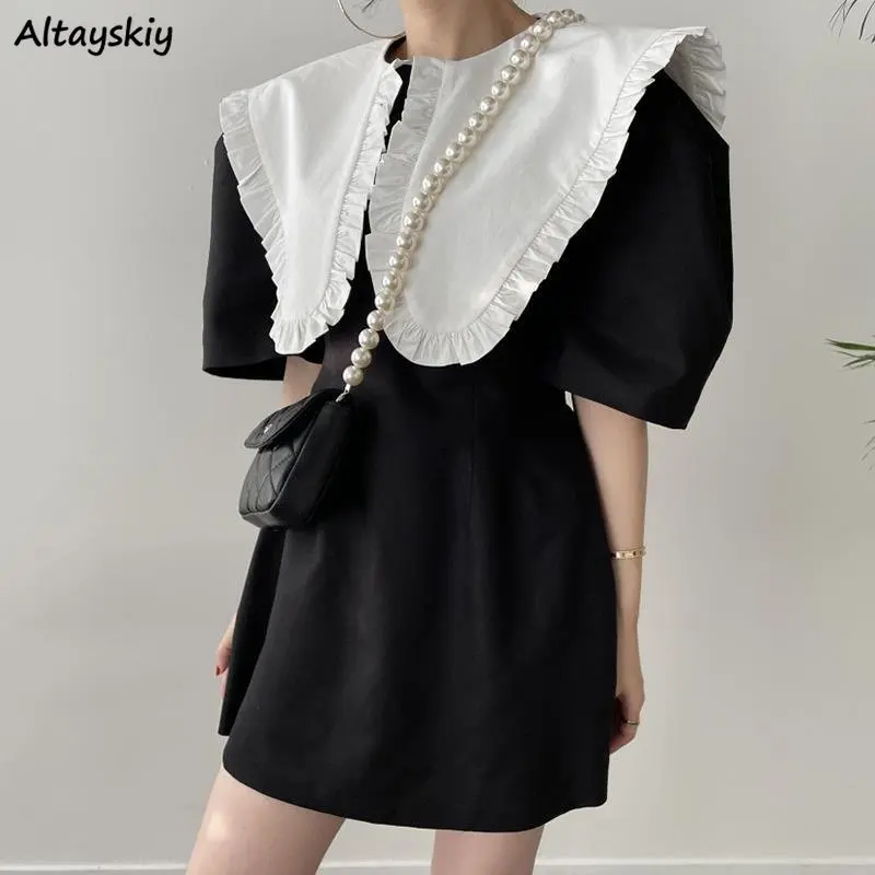 

Женское винтажное платье мини, Элегантное повседневное платье с воротником «Питер Пэн», элегантное платье для вечеринки, лето