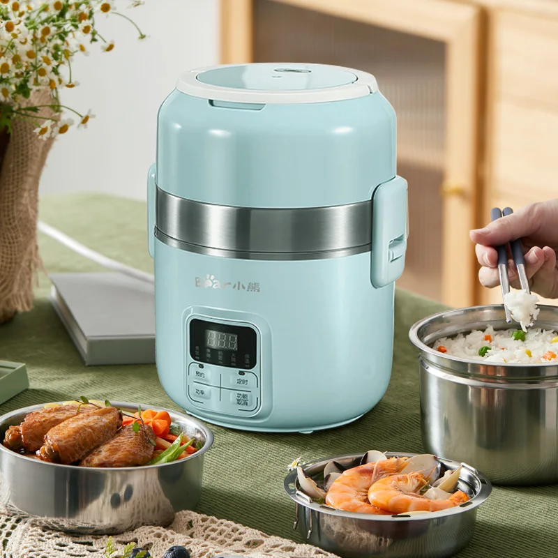 

2L Electric Lunch Box Multicooker Smart Portable Rice Cooker Hot Pot Double Layer Food Warmer Electrc Pot For Office 600W