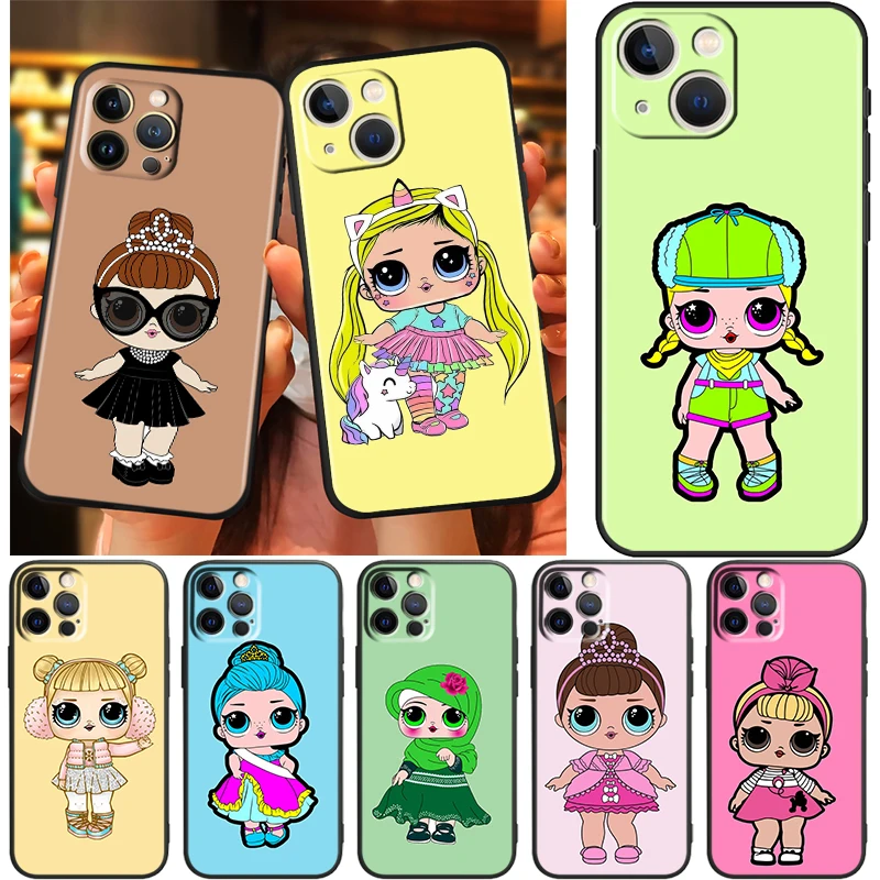 

Girl LOL Surprise Doll Gift For Apple iPhone 13 12 11 Pro Max Mini XS Max X XR 6 7 8 Plus 5S SE2020 Soft Black Phone Case Capa