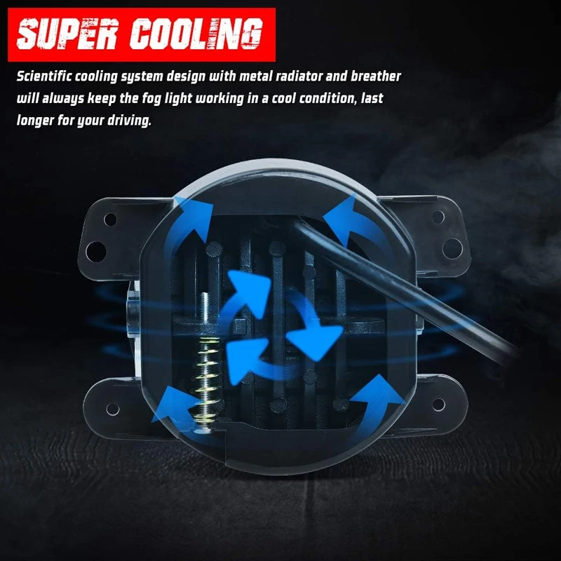 4-дюймовые янтарно-желтые светодиодные противотуманные фары QIDEWIN 30 Вт для Jeep Wrangler