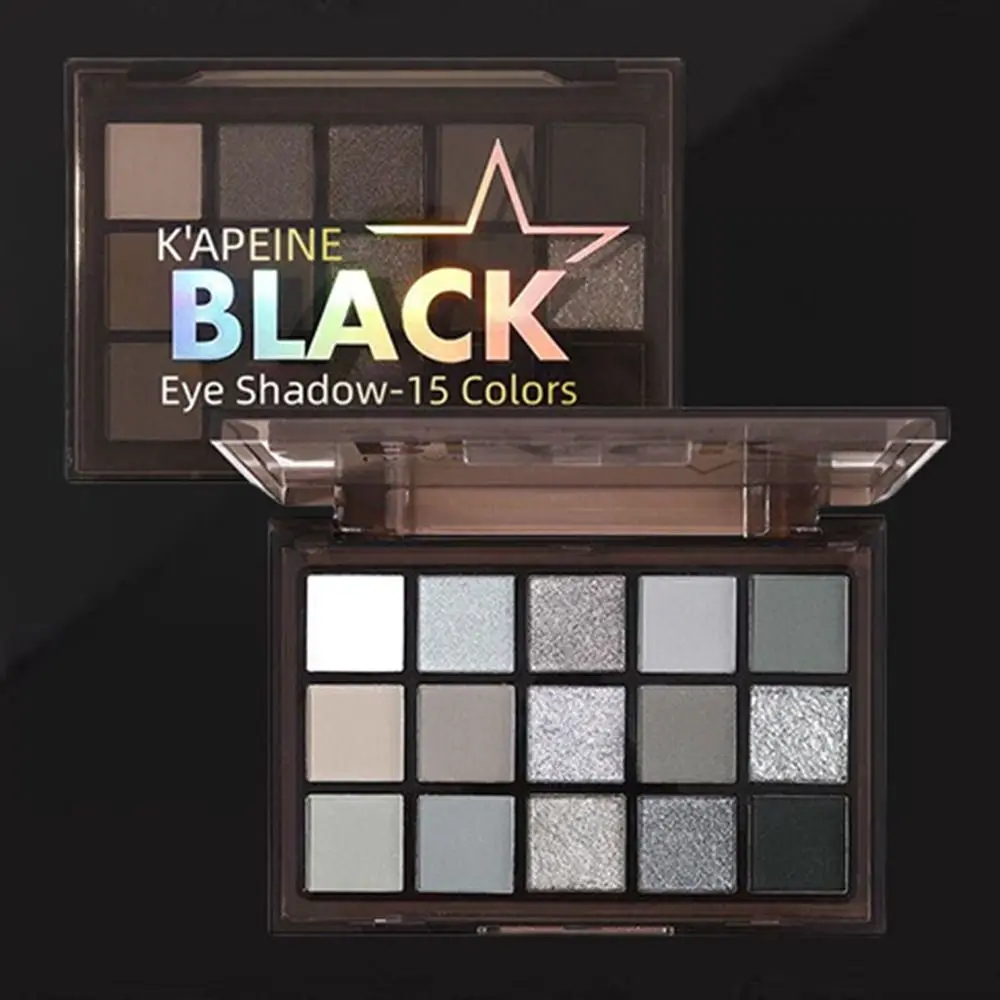15-цветная палитра дымчато-черных теней для век водостойкая в стиле панк