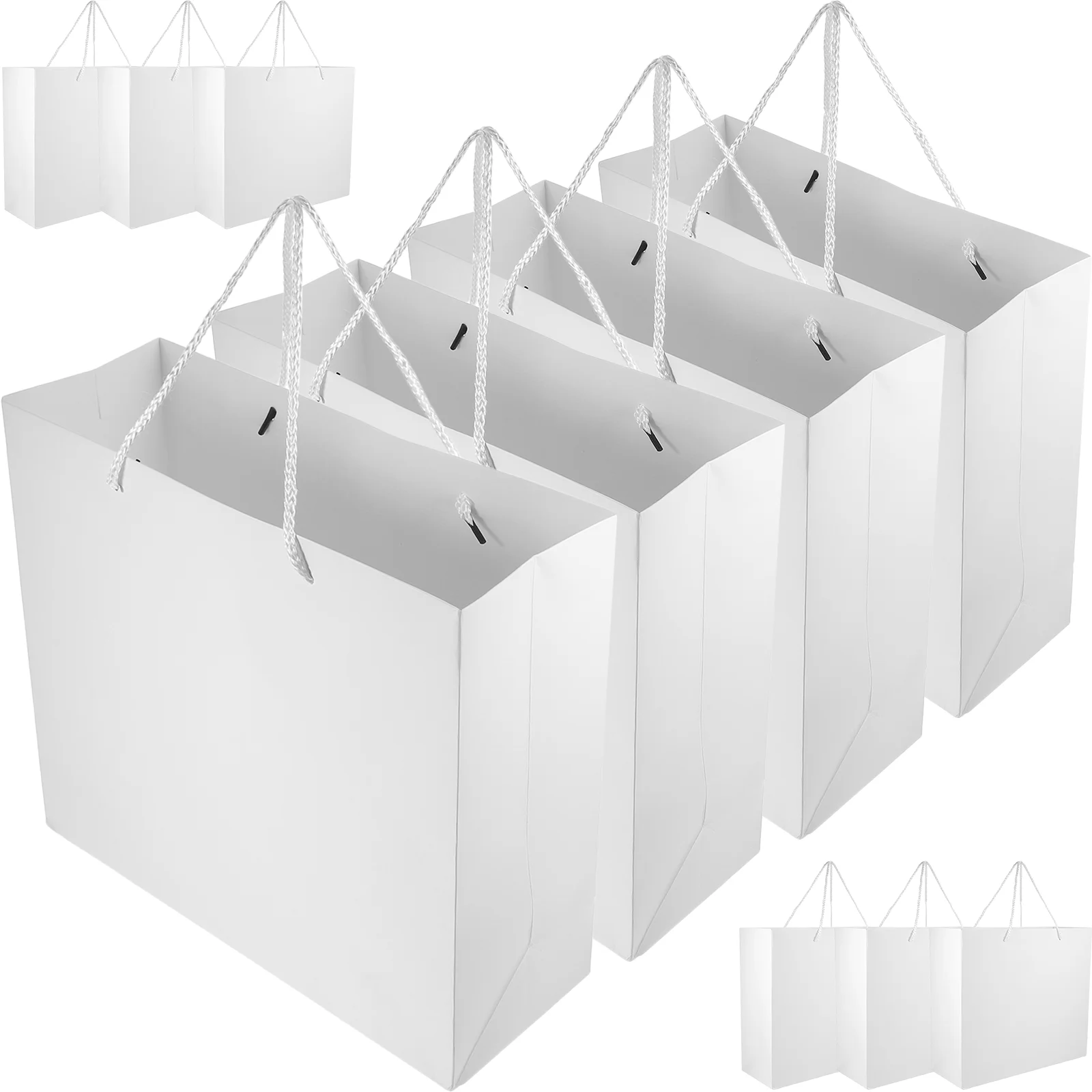 

10 Pcs Gift Wrapping Paper Bag White Bags Birthday Party Supplies Handles Bulk Goodie Favors Shopping