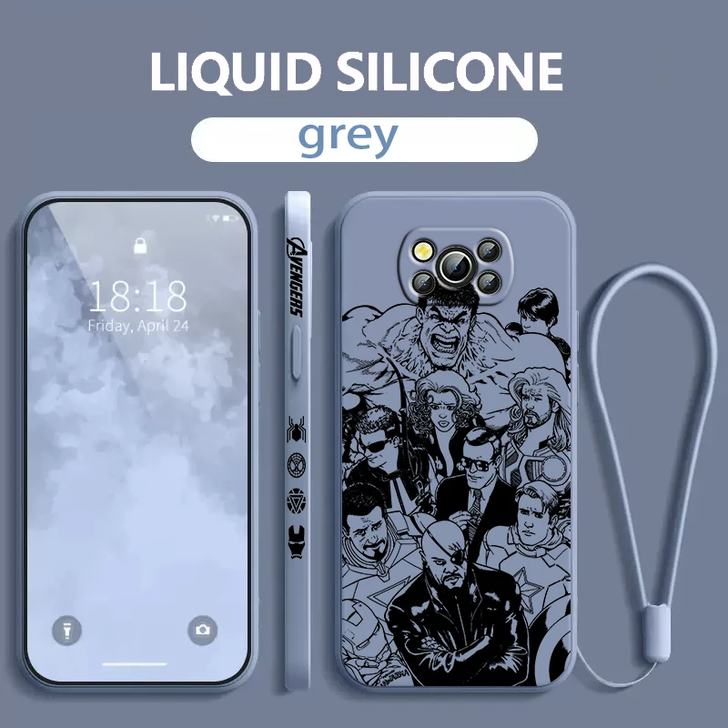 

Marvel Black And White Comics Xiaomi Poco Phone Case For X4 X3 F4 F3 NFC M5 M4 M3 GT S Pro 4G 5G Liquid Left Rope Cover