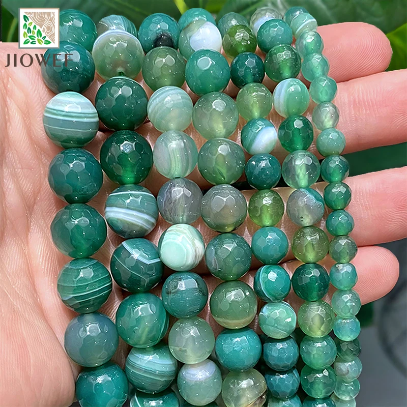 

Натуральные граненые полосатые зеленые Агаты, аксессуары для DIY браслетов, для изготовления ювелирных изделий, 15 дюймов, нитка 4/6/8/10/12 мм