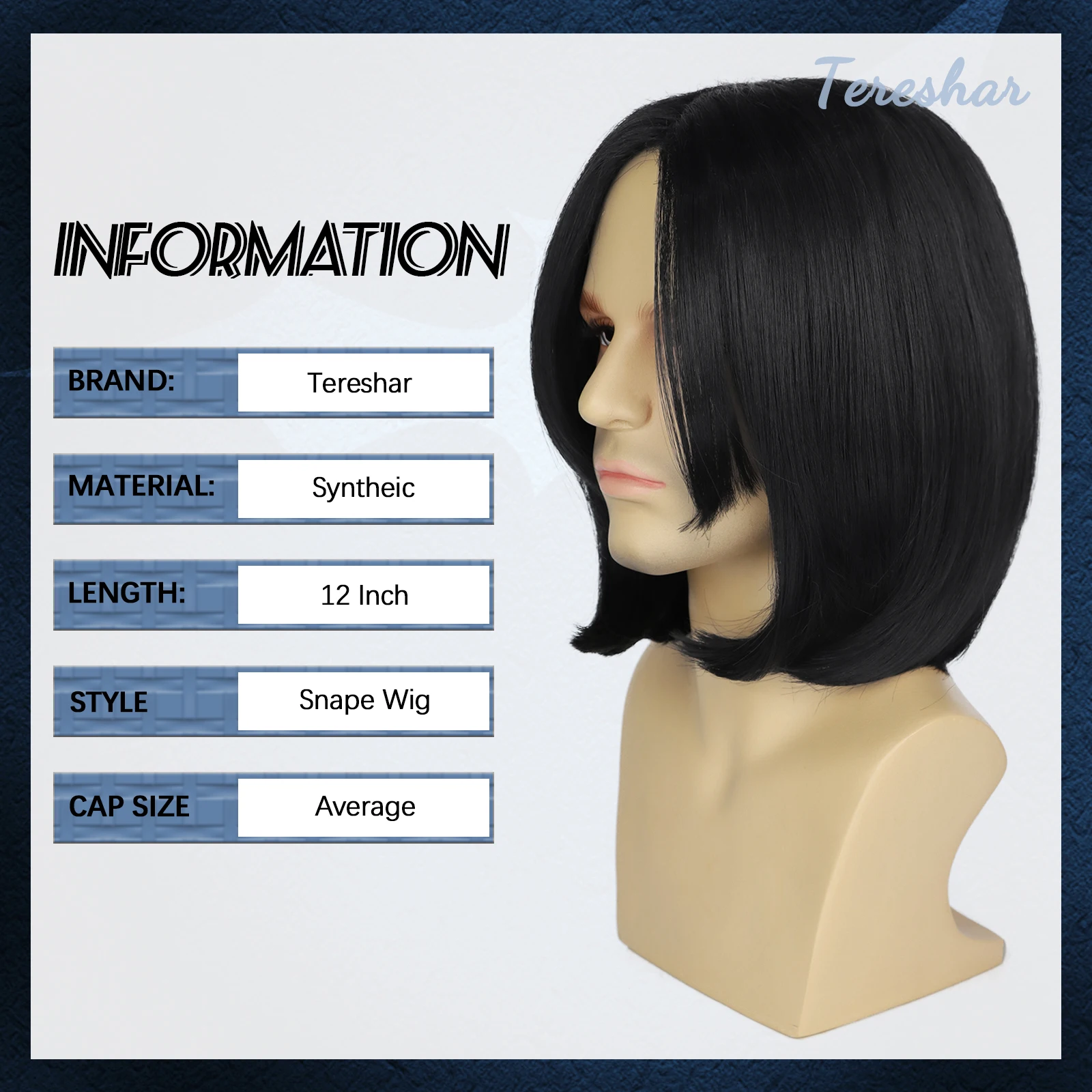 Парик Tereshar мужской синтетический короткий прямой черный для взрослых