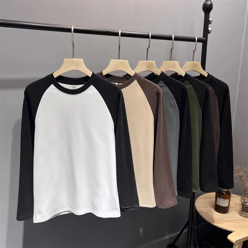 Рубашка реглан дралона контрастного цвета мужское осенне-зимнее пальто