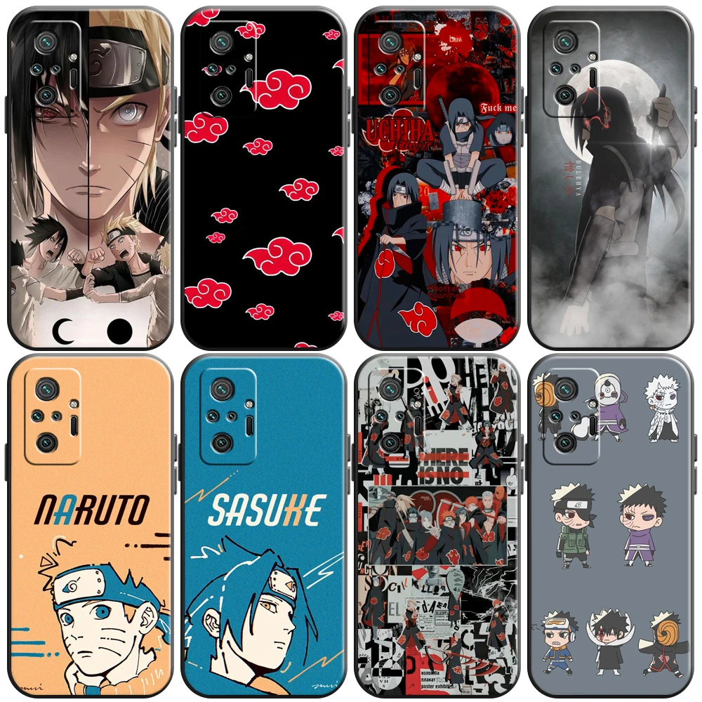 

NARUTO Anime Phone Case For Xiaomi Redmi Note 9 9i 9AT 9T 9A 9C 9S 9T 10 10S Pro 5G Black Liquid Silicon Back Soft