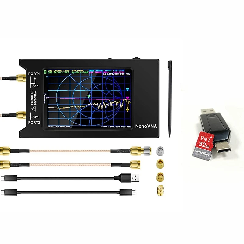 

Векторный анализатор сети 10 кГц-1,5 ГГц и Nanovna USB C и USB 3,0 OTG кардридер с картой 32 Гб