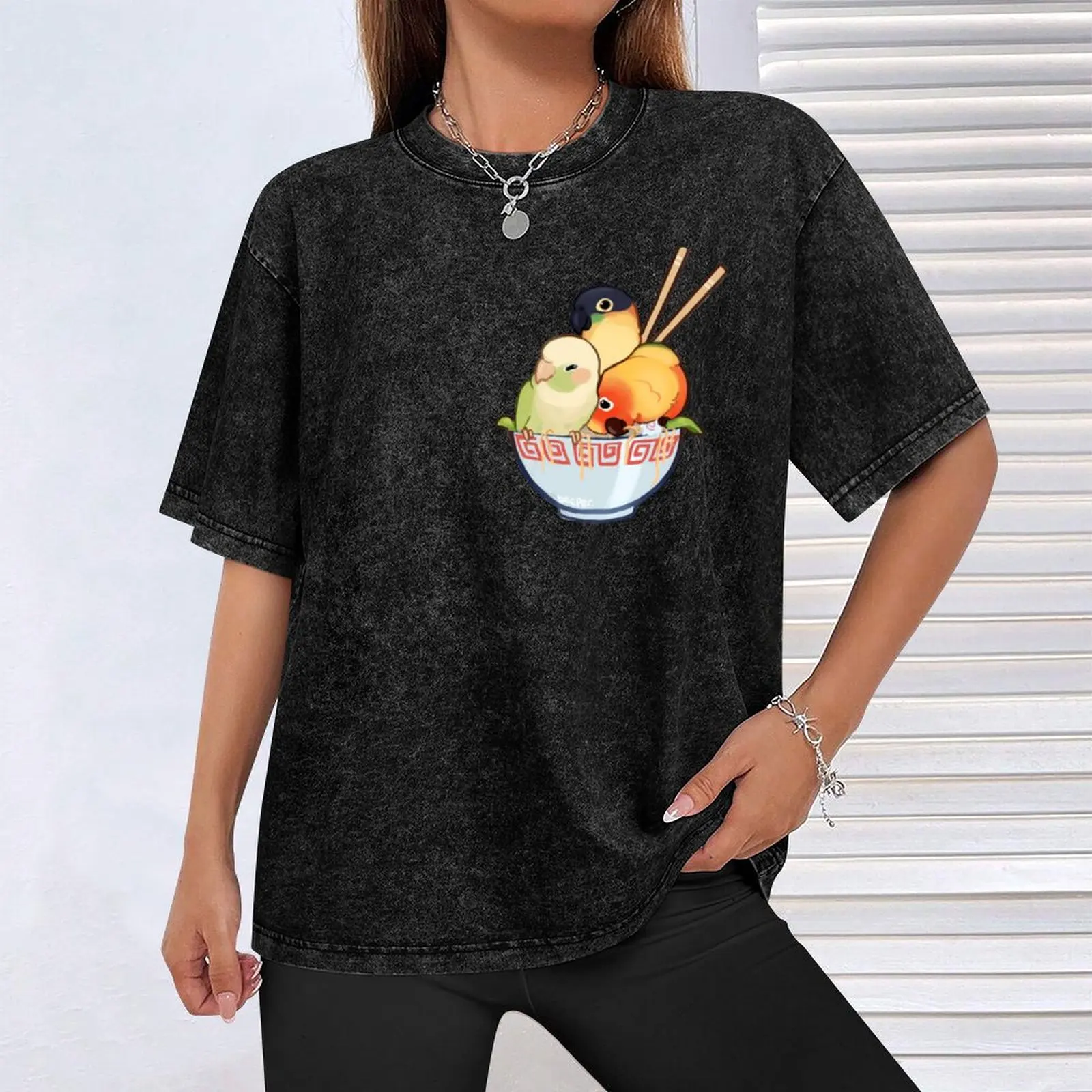 Хлопковая футболка Bowl of birbs больших размеров