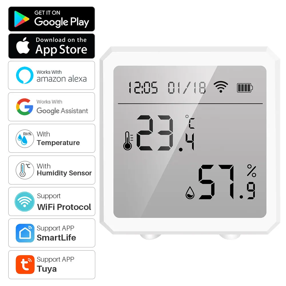 

Double 11 Tuya Detektor Termometer Higrometer Dalam Ruangan Sensor Kelembaban Suhu WIFI Smart Life Remote Control Mendukung