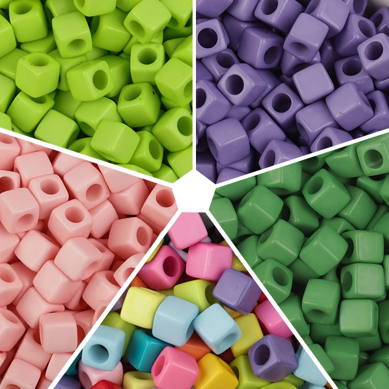 Acrylic square beads 100pcs/Lots 7mm Cube Loose Spacer Beads For Jewelry Making DIY waist for bracelets necklace |