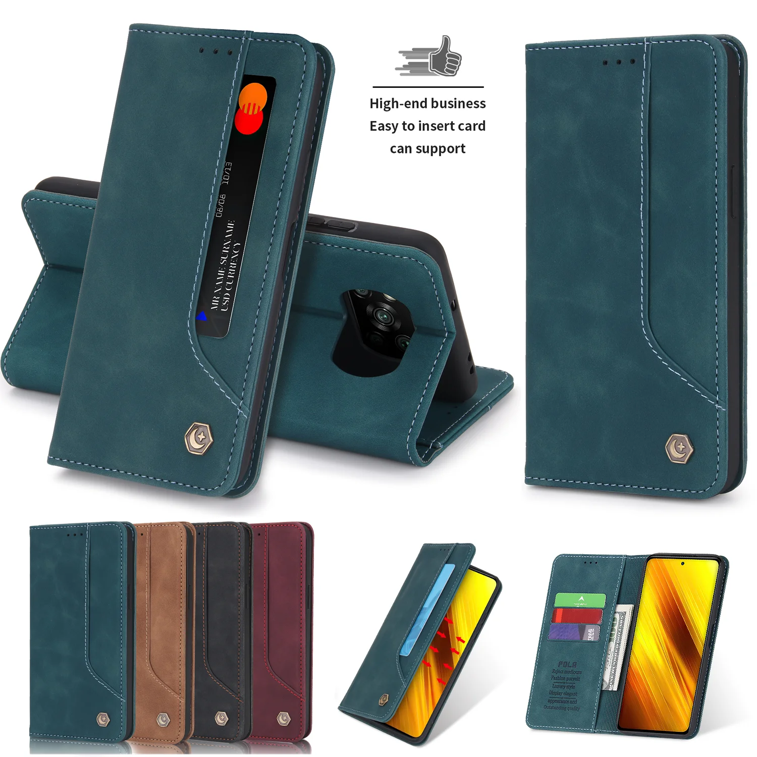 

Business Flip Leather Case For Xiaomi Mi 12T 11T 11 Lite Poco X5 X4 Pro X3 NFC M4 M3 F3 GT F4 M5S C40 Magnetic Wallet CardCover