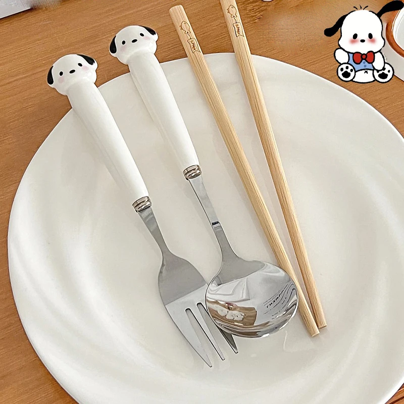 

Столовые приборы Sanrio Pachacco Kawaii из нержавеющей стали с рисунками из мультфильмов, набор из 3 предметов