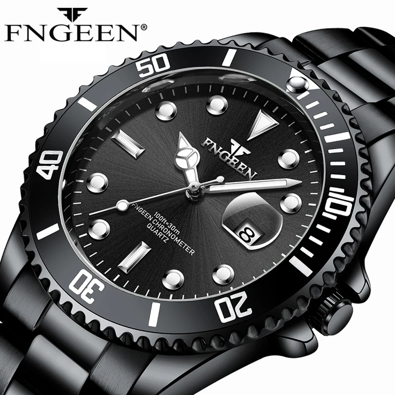 

FNGEEN Mens Watches Luxury Men Analog Quartz Watch Fashion Military Stainless Steel Date Sport Wristwatch Masculino Relogio Saat