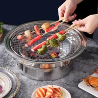 korean charcoal barbecue grill stainless steel non stick barbecue tray grills portable charcoal stove for outdoor camping bbq