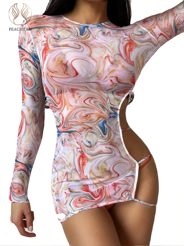 

Sexy hollow out High Waist bikinis Print long sleeve swimsuit women bathing suit conjunto biquinis feminino trajes de baño mujer