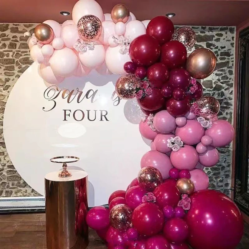 

Balloon Arch Wedding Decoration Garland Red Wine Chrome Metallic Balloons Purple Globos Baby Shower Happy Birthday Party Supplie