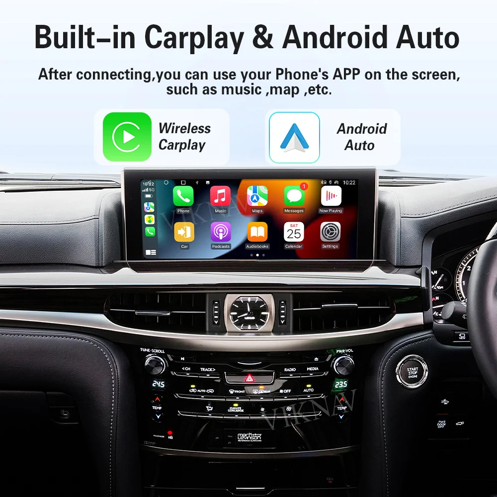 Фото Android-бокс для Lexus LX570 2013-2023: Беспроводной CarPlay декодер, Android Auto, GPS-навигация, обновление оригинального экрана, медиаплеер №3