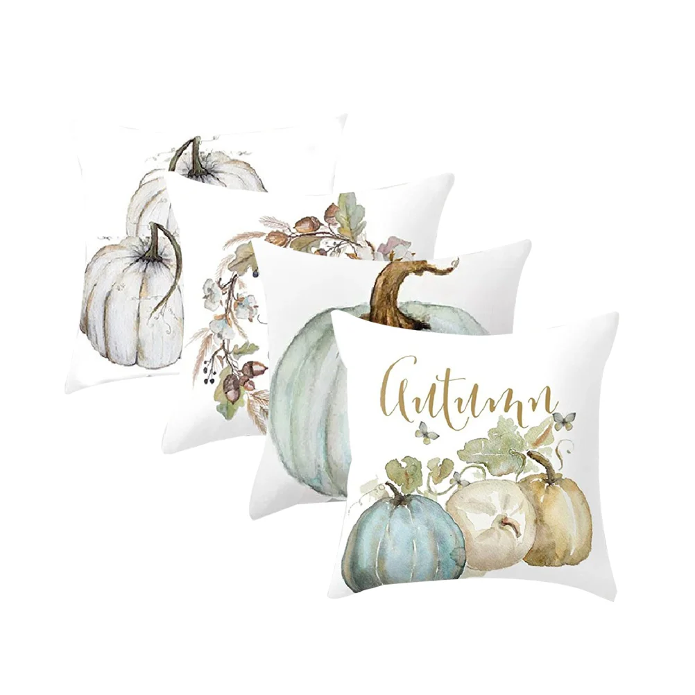 

Pillow Cover Covers Throw Pumpkin Fallpillowcase Case Autumn Cushion Plush Thanksgiving Pattern Decorations Harvest Decor Sofa