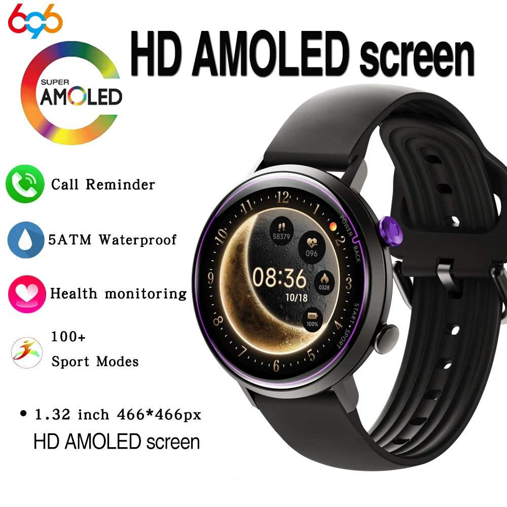 Смарт-часы для женщин 1 32 дюйма AMOLED-экран спортивный фитнес-браслет 5ATM