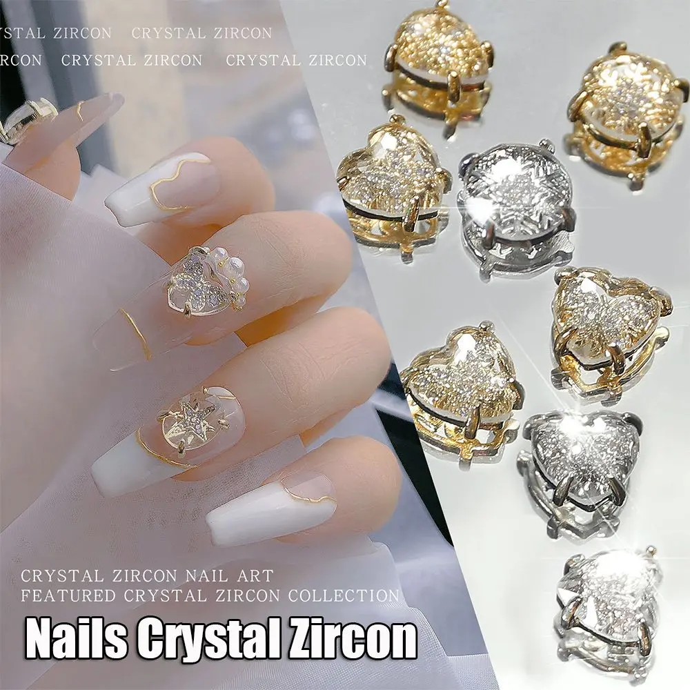 

DIY Rhinestones Snowflowers Star Claw Nails Crystal 3D Zircon Alloy Gold Silver