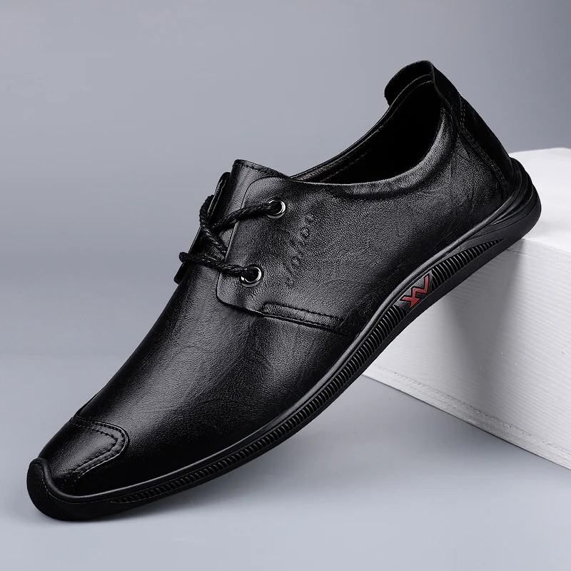

Men's Genuine Leather Shoes Lace Up Trend Comfortable Men Shoes British Style Oxford Man Fashion Sneakers Moccasins Male Flats