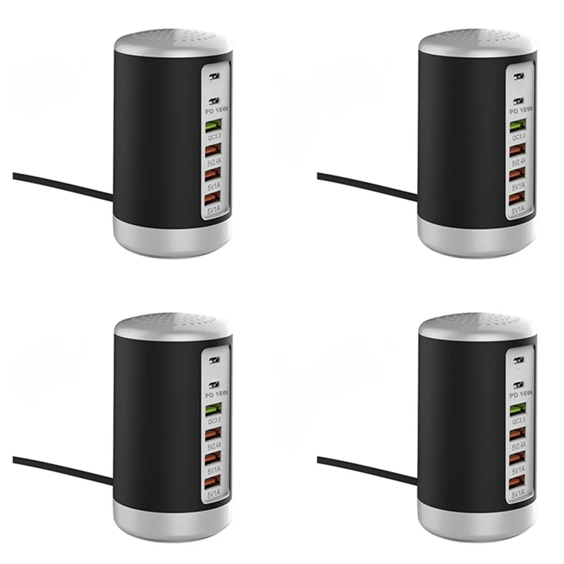 

HOT-4X 65W USB Fast Charger HUB Quick Charge QC3.0 Multi 6 Port USB Type C PD Charger Charging Station(Black) US Plug