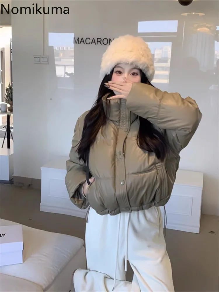 Зимняя одежда кожаные парки со стойкой женские винтажные модные утолщенные