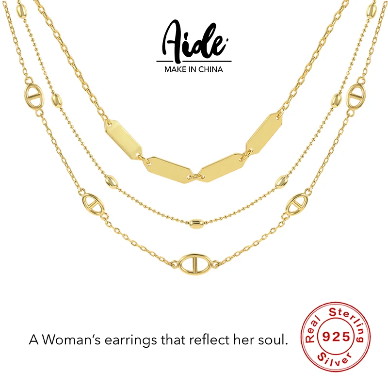 

Aide Geometric necklace 925 sterling silver 4 kinds of matching wild necklace creative summer ladies clavicle luxury jewelry New