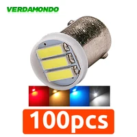 100x BA9S T4W LED 3x7020 SMD Bridght WhiteCar Interior Lights Reading Dome Lamp Map Auto Bulbs DC 12V Yellow Red Blue