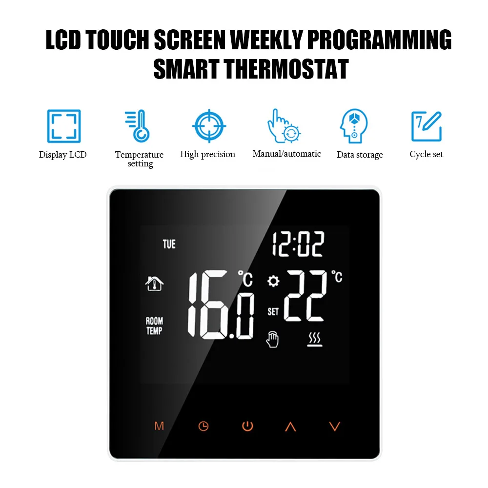 

WiFi Smart Thermostat LCD Touch Screen Program Water Gas Boiler Temperature Remote Controller 3/16A WiFi WaterGas Boiler