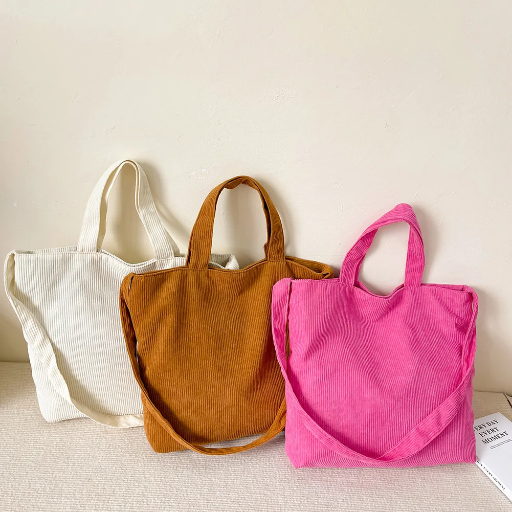 

Fashion Corduroy Women Handbags Ladies Large Capacity Shopping Totes Casual Solid Color Female Crossbody Bags Travel Handbags