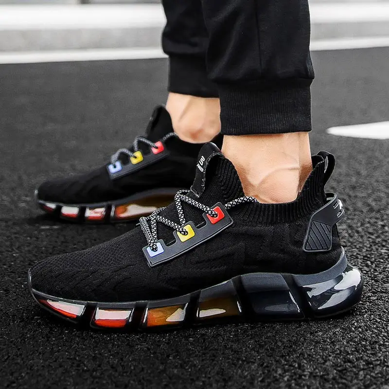 

outdoors Men's casual sneakers Black Men's running shoes orange Sneakers sport Sports pants men walking