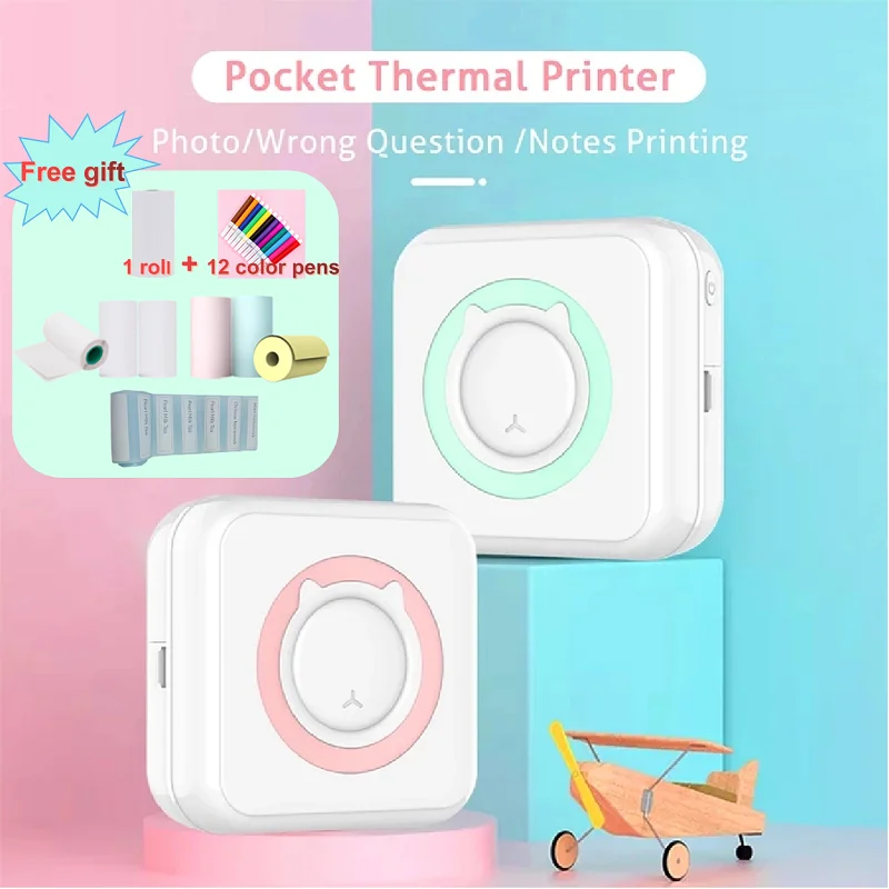 

Mini Thermal Printer Portable Pocket Wirelessly BT Connect 200dpi Photo Label Memo List Printing Wireless Android IOS Printers