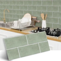 412pcs self adhesive tile sticker sage green thickened waterproof pvc kitchen bathroom decorative sticker 15x30cm
