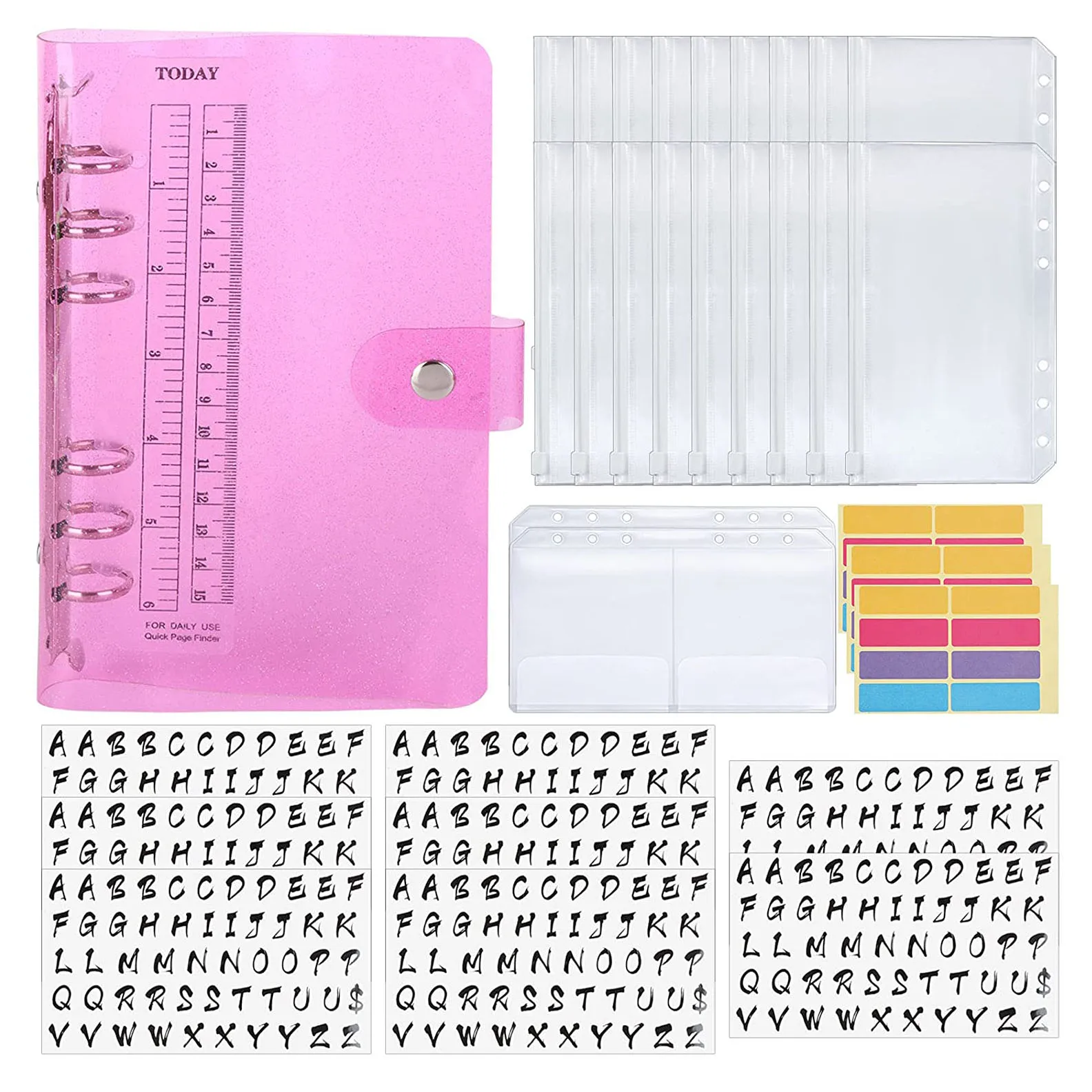 

33 Pieces A6 Binder Budget Cash Envelopes Planner System Organizer,8 Alphabet Stickers,20 Binder Pockets,for Daily Money Saving