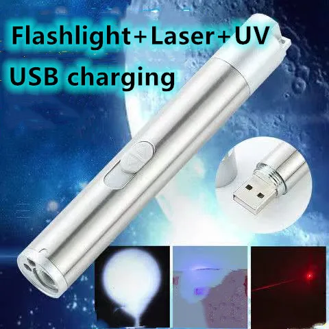 

USB rechargeable laser flashlight, strong light illumination, laser irradiation