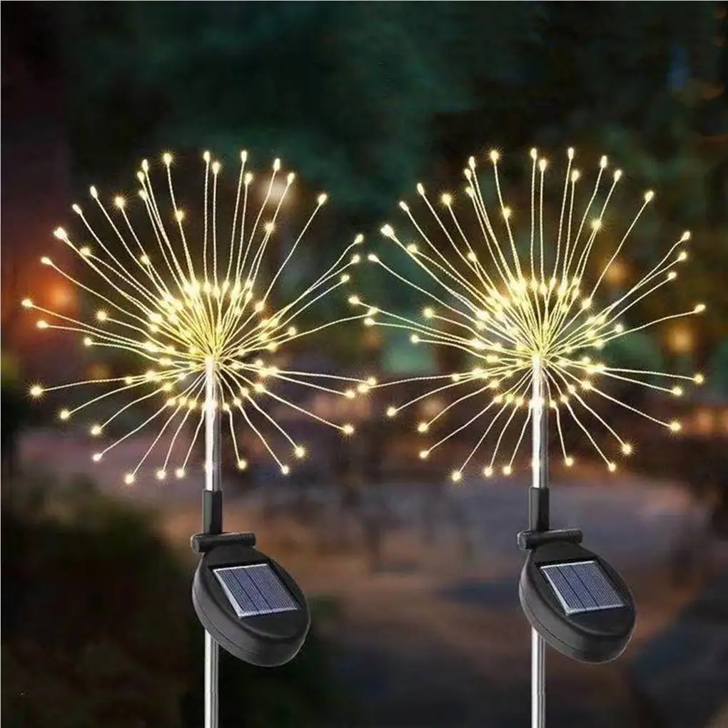

2pcs Solar Lights Fireworks Lamp Garden Stainless Steel Outdoor Patio Lantern Fairy Sunlight Stair Driveway Pretty