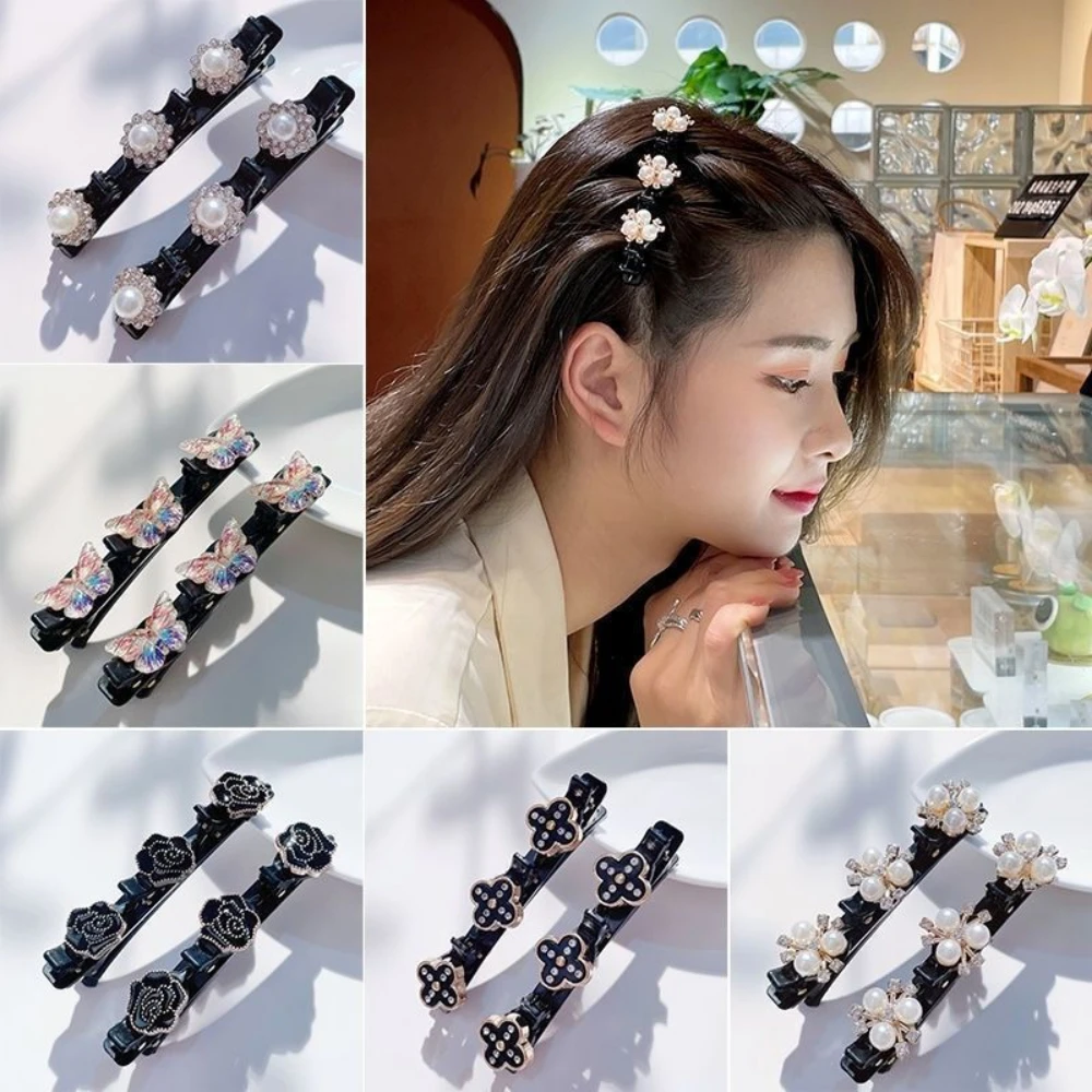 

Double Fixed Weave Hair Clip Braided Flower Rhinestone Barrettes Different Styles Duckbill Hairpins Hair Accessories Headdress